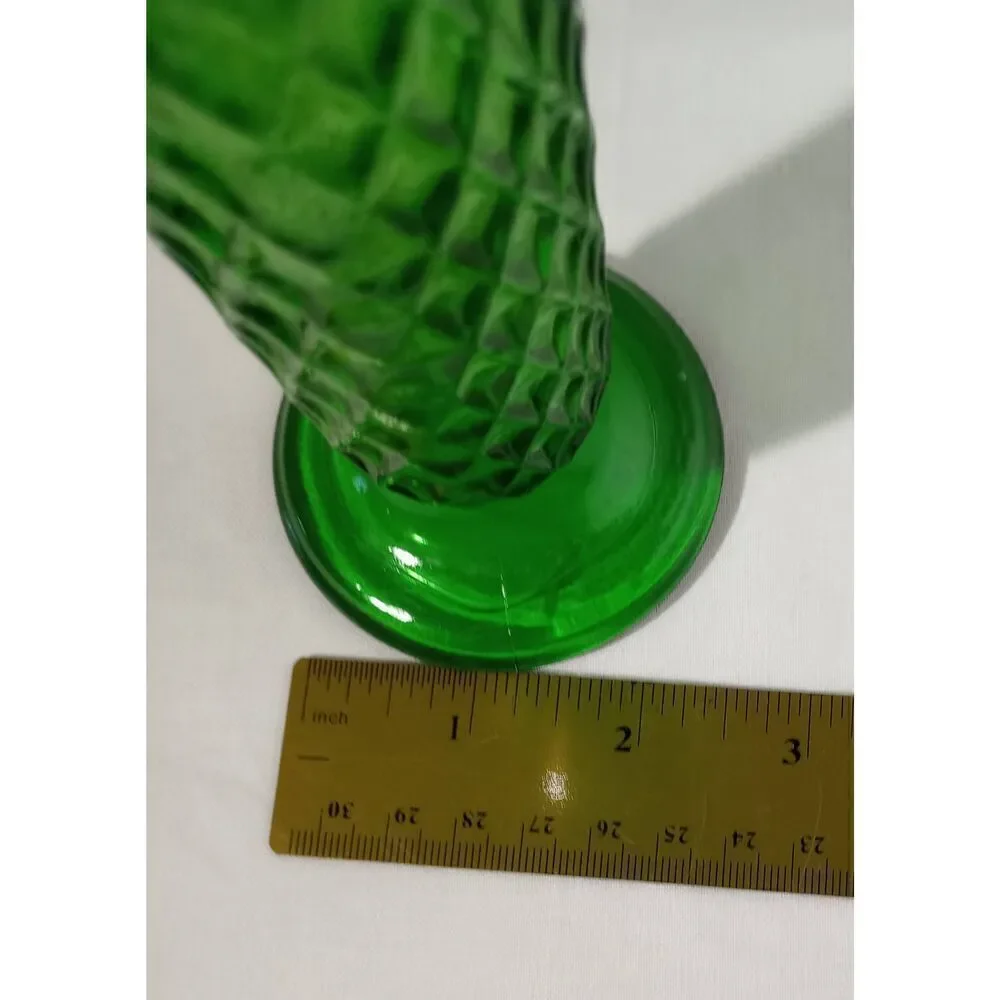 Vintage E.O Brody, green Emerald diamond cut tall vase